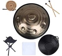 440 Hz Handpan Steel Drum 9 Notes 22 Inch In D Minor, Durable Mallets And Dust-Free Cloth, 9 Notes-D3 A3 Bb3 C4 D4 E4 F4 G4 A4, With Handpan Stand, Handpan Case,Thread,Thread Brown,Hilarious123