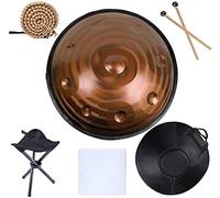 440 Hz Handpan Steel Drum 9 Notes 22 Inch In D Minor, Durable Mallets And Dust-Free Cloth, 9 Notes-D3 A3 Bb3 C4 D4 E4 F4 G4 A4, With Handpan Stand, Handpan Case,Thread,Threaded Golden,Hilarious123