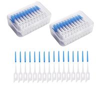440 Pcs Dual-Use Dental Brushes Tooth Gap Brushes Silicone Dental Floss Sticks Blue Tooth Floss Picks with Storage Case for Braces Oral Cleaning Blue White 4.8cm