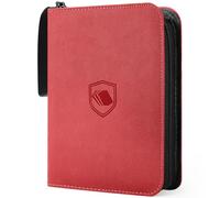 440 Pockets Trading Card Binder, PU Cover Zipper Card Collection Album, Sturdy Card Folder Holder for MTG, TCG, Game Cards, Sports Cards (Red, 4 Pocket)