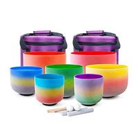 440Hz/432Hz 7 Pcs Crystal Singing Bowl Set, 6-12 In & A-G Note For Sound Healing Meditation, With Heavy Duty Carrying Case, Suede Striker, Mallet & O-ring (Size : 432Hz)