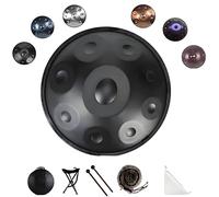 440Hz/432Hz Handpan Drum, 9/10/12 Note Hand pan in D Minor，22 Inch Steel Percussion Instrument With Travel Bag Fade-Resistant for Yoga Meditation Sound Healing(Black,440hz 10 Notes)