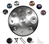 440Hz/432Hz Handpan Drum, 9/10/12 Note Hand pan in D Minor，22 Inch Steel Percussion Instrument With Travel Bag Fade-Resistant for Yoga Meditation Sound Healing(Silver,432hz 9 Notes)