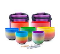 440Hz Crystal Singing Bowl, 6-12in 7 PCS, With Heavy Duty Carrying Case, Suede Striker, Rubber Mallet, For Meditation, Sound Healing