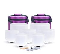 440HZ Crystal Singing Bowl Set With 2 Carry Bag, 6in-12in Of 7 PCS For Sound Healing, Meditation, Spiritual Healing, Rubber Mallet, Suede Stick, O-ring