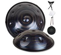 440Hz Hand Steel Drum, Handpan Drum Instrument in D Minor, Premium Steel Hand Drum with Handpan Stand, Handpan Case, Durable Mallets,10 Tone