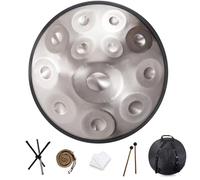440Hz Handpan Drum in D Minor Steel Hand Drum Soft Hand Pan Bag Handpan Mallet Stand Dust Cloth 22 Inches 91012 Notes 10 NoteBlack