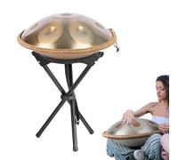 440Hz Handpan Drum Instrument, D Minor 12 Notes 22" Steel Hand Drum With Soft Handpan Bag, 2 Handpan Maillets, Handpan Stand For Sound Healing, Personal Meditation And Relaxation(Q1,10Notes)