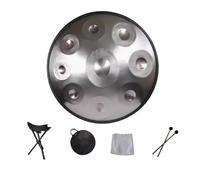 440HZ Steel Hand Pan Percussion Instruments, Handpan Drum Sets, D Minor 9 Notes Handpan Drum, 22 Inches Percussion Instrument With Drum Tripod, For Meditation Yoga Sound Healing(Silver)