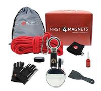 440kg Pull - Orion Magnet Fishing Kit with Super High Power 65mm Neodymium Clamp Magnet | Gloves, Thread Locker, 20M Rope, Cloth, Bag, Tape and Branded Box | Recovery & Treasure Hunting