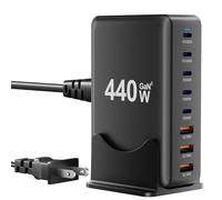 440W USB C Fast Charger Block, 8 Port Charging Station, GaN Ⅲ Multi Port Charging Station Hub for Multiple Devices, Multiport USB Charger Station Compatible with MacBook iPhone iPad Dell