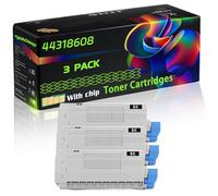 44318608 Compatible for Okidata OKI Toner Cartridges with Chip C710 C710CDTN C710dn C710n C711 C711CDTN C711dn Printers (3 Pack Black)