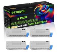44318608 Compatible for Okidata OKI Toner Cartridges with Chip C710 C710CDTN C710dn C710n C711 C711CDTN C711dn Printers (4 Pack Black)