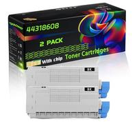 44318608 Compatible for Okidata OKI Toner Cartridges with Chip C710 C710CDTN C710dn C710n C711 C711CDTN C711dn Printers (2 Pack Black)