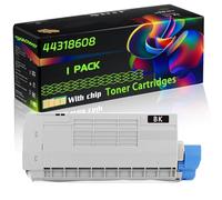 44318608 Compatible for Okidata OKI Toner Cartridges with Chip C710 C710CDTN C710dn C710n C711 C711CDTN C711dn Printers (1 Pack Black)
