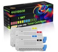 44318608 Compatible for Okidata OKI Toner Cartridges with Chip C710 C710CDTN C710dn C710n C711 C711CDTN C711dn Printers (4-Pack BK/C/M/Y)