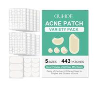 443PCS Pimple Patches, Hydrocolloid Spot Patches Set, Gentle Cleaning Without Irritation, for Acne Patch for Acne on Cheeks, Forehead, and Chin (Three Shapes: Crescent, Circular, Elliptical)