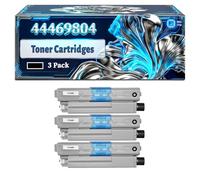 44469804 44469724 44469723 44469722 Toner Cartridges Compatible for Okidata OKI C510OKI C510DN C530dn MC561O MC561dn Printers, With Chip Large Capacity 60000 Pages (3 Pack Black)