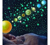 445 Pcs Glow in The Dark Planets Wall Stickers Set, Luminous Magic Starry Sky Wall Stickers, DIY Sensory Fluorescent Wall Decals, Home Wall Decor for Children's Room/Kindergarten/Ceiling/Living Room