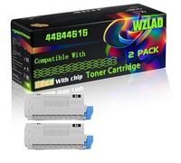 44844616 44844615 44844614 44844613 Compatible for Okidata OKI Toner Cartridge with Chip C822 C822dn Printers (2 Pack Black)