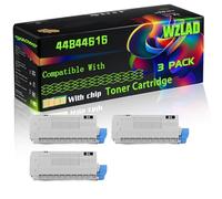 44844616 44844615 44844614 44844613 Compatible for Okidata OKI Toner Cartridge with Chip C822 C822dn Printers (3 Pack Black)