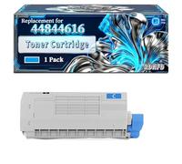 44844616 44844615 44844614 44844613 Toner Cartridge Compatible for Okidata OKI C822 C822dn C822n Printers, With Chip Large Capacity 9000 Pages (1 Pack Cyan)