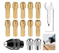 4486 Multi Drill Chuck Collet Set for Dremel, 15Pcs 4485 Brass Collet Keyless Drill Chuck Bit 0.5-3.2mm Shank Replacement Metal Nut Rotary Tool Quick Change Accessory 3000 4000 7700 8200