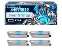 44973512 44973511 44973510 44973509 Toner Cartridge Compatible for Okidata OKI ES3452 MFP ES5431dn ES5462dnw MFP ES543 MFP Printers, With Chip Large Capacity 8000 Pages (4 Pack Black)