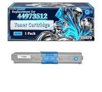 44973512 44973511 44973510 44973509 Toner Cartridge Compatible for Okidata OKI ES3452 MFP ES5431dn ES5462dnw MFP ES543 MFP Printers, With Chip Large Capacity 8000 Pages (1 Pack Cyan)