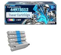 44973512 44973511 44973510 44973509 Toner Cartridge Compatible for Okidata OKI ES3452 MFP ES5431dn ES5462dnw MFP ES543 MFP Printers, With Chip Large Capacity 8000 Pages (4-Pack BK/C/M/Y)
