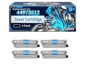 44973512 44973511 44973510 44973509 Toner Cartridge Compatible for Okidata OKI ES3452 MFP ES5431dn ES5462dnw MFP ES543 MFP Printers, With Chip Large Capacity 8000 Pages (4 Pack Black)