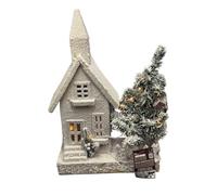 44cm LED Christmas House Decor with Tree Battery Operated Holiday Decoration