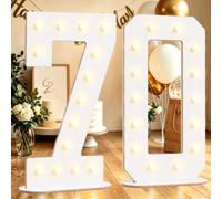44CM White Wooden Light Up Numbers 70, 70th Birthday Decor for Men Women | Marquee Number White Wooden Sign for Party Wedding Anniversary Backdrop, Battery Operated Big Number Wooden Plywood Pre-cut