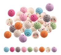 44Pcs 0.79 Inch Mix Color Wooden Smile Crochet Beads - Loose Craft Beads for Jewelry Making
