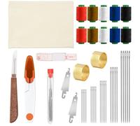 44Pcs Big Eye Steel Sewing Needles Kit, Include 25 Steel Needles, 1 Seam Sewing Thread Ripper 2 Needle Threaders, 10 Threads 2 Thimbles, 1 Storage Tube for Mending Sewing Bag Sewing Knife