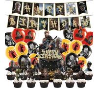44PCS Black Wukong Theme Birthday Decoration Black Monkey Party Kit Including Banner Decoration Balloons Flags Inserts Suitable For Black Mythology Wukong Theme Party