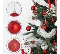 44PCS Christmas Baubles Ornaments Set in Gold Matte and Glitter Finishes for Elegant For Holiday Tree Display (Red)