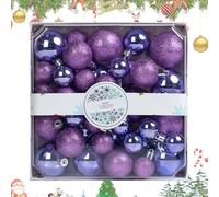 44PCS Christmas Baubles Set | 2024 Ball Ornaments, Funny Hanging Ornaments, 3cm Novelty Shatterproof Tree Bauble Ornaments for Wedding, Party, Home Decor (Purple)