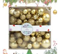 44PCS Christmas Baubles Set | 2024 Christmas Ball Ornaments, Funny Christmas Hanging Ornaments, 3cm Novelty Shatterproof Christmas Tree Bauble Ornaments for Wedding, Party, Home Decor (Gold)