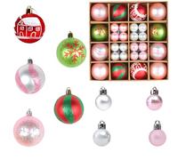 44pcs Christmas Tree Decorations - Pink Baubles Xmas Ball Ornaments 3cm 6cm Mini Hanging Ball Plastic Bulbs for Tree, Home Party, Wedding Decor