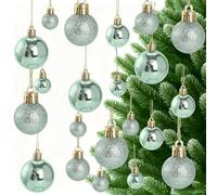 44PCS Gold Baubles Collection with Matte and Glitter Finishes Perfect for Holiday Tree Decoration (Green)
