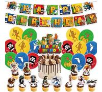 44PCS Italian Brainrot Birthday Party Decorations,Tralalero Tralala Birthday Decorations Includes Banner ,Cake Topper,Hanging Swirls,Cupcake Toppers,Balloons