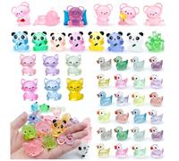44pcs Luminous Mini Resin Animals, Glow in The Dark Resin Dinosaur Panda Duck Bear Various Tiny Miniature Figures Cute Small Garden Decorations Micro Landscape Aquarium DIY Craft Gifts