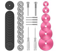 44pcs Pink Cutting Wheel Set Compatible with Plastic for Rotary Tool, HSS Circular Saw Blades 6pcs, Resin Cutting Discs 20pcs, 545 Diamond Cutting Wheels 10pcs