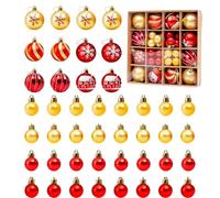 44pcs Red and Gold Christmas Baubles, Christmas Tree Decorations Baubles, 3.5cm-6cm Red & Gold Christmass Tree Baubless, Festive Christmass Trees Decoration Ornaments