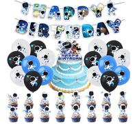 44PCS Robot Party Decorations, Robot Theme Birthday Decorations With Banner Latex Balloons Cake Topper Cupcake Toppers, Space Birthday Party Supplies for Kids Boys And Girls
