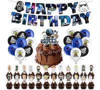 44Pcs War Birthday Party Decorations, Wars Theme Party Decoration Supplies Birthday Party Supplies Set Including Cake Topper, Cupcake Topper, Latex Balloons, Happy Birthday Banner for Kids Boys Girls