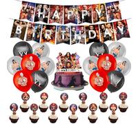 44PCS Wrestling Birthday Decorations, Wrestlinss Party Decorations With Banner Latex Balloons Cake Topper Cupcake Toppers, Wrestlinss Theme Birthday Party Supplies for Kids And Teenagers