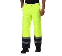 (44R, Yellow/Navy) Regatta Mens Workwear Colour Block High-Vis Cargo Trousers