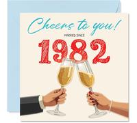 44th Anniversary Card for Women and Men, Cheers Married Since 1982